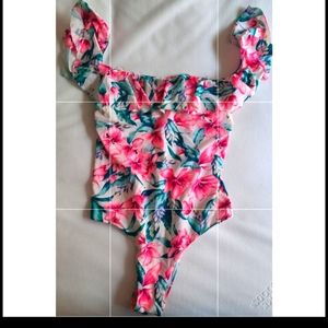 Floral one piece bathing suit